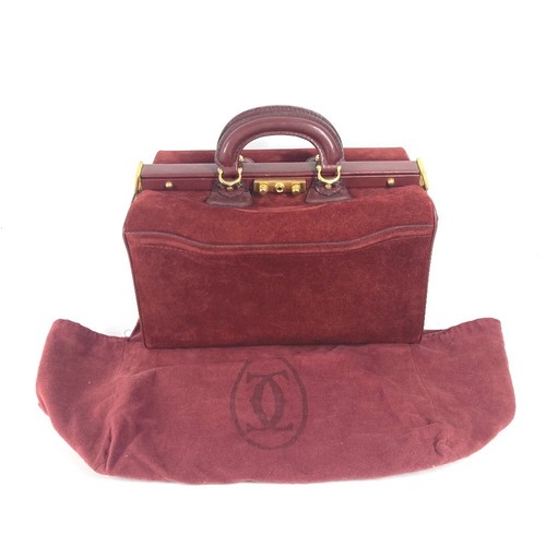 CARTIER Must de Line Large Doctor Bag Box Doctor's Bag Hand Bag Leather wine-red - Foto 17 di 17