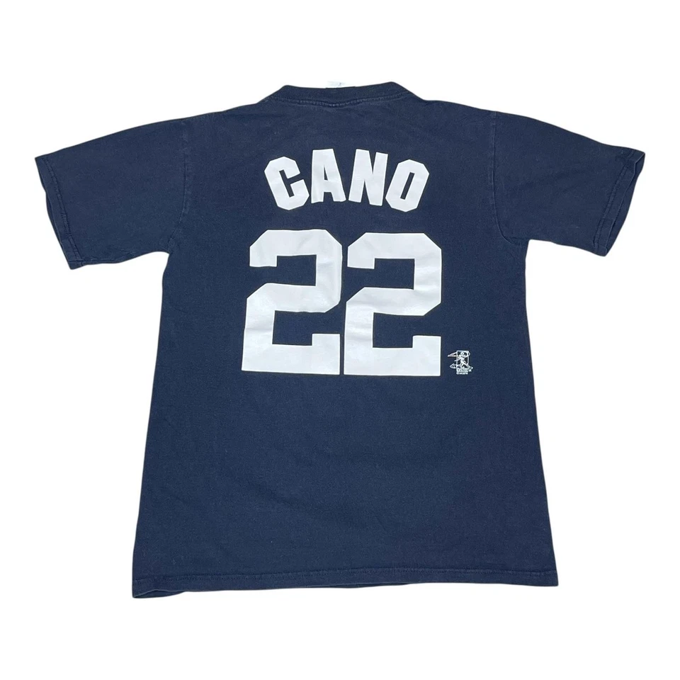 复古 Y2K 纽约洋基队衬衫男式 (S) 海军美国职棒大联盟棒球 Robinson Cano 22 — 第 2/4 张图片