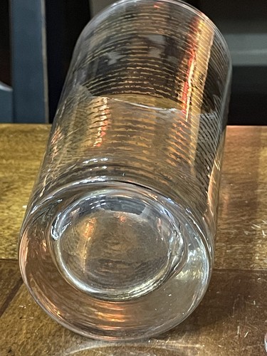 9"x4" Großer Glas Gold Gestreift Cocktail Shaker mit Deckel, Kappe & Sieb Vintage - Bild 10 von 10