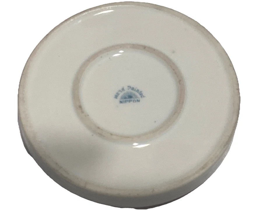 古董日本手绘瓷制盐窖/饰品粉红色玫瑰,金色 L15 — 第 3/4 张图片