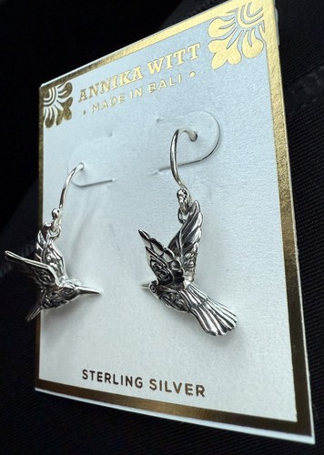 Pendientes Colibrí Annika Witt Hechos en Bali Plata de Ley .925 - Imagen 4 de 5