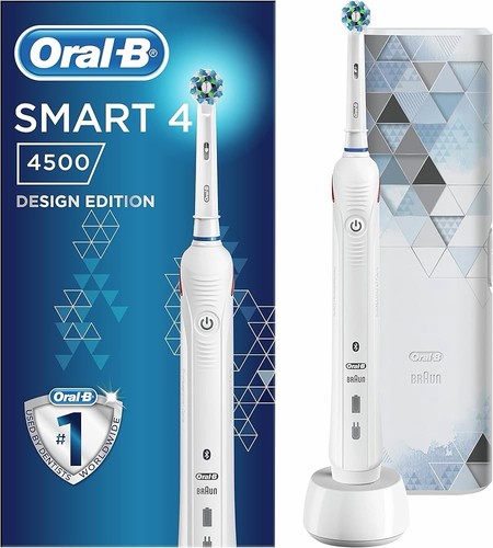 Oral-B spazzolino elettrico ricaricabile smart 4 4500 Bianco Design Edition