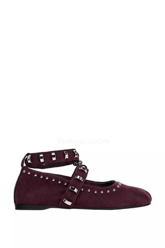 Zapatos de salón retro con remaches para mujer primavera nuevos moda punta redonda zapatos planos de ballet - Imagen 20 de 25