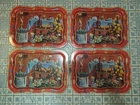 set of 4 MCM Vintage 1960's Coca Cola Fall Harvest Metal Trays Rustic Farmhouse