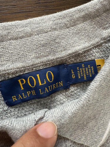 Polo Ralph Lauren Polo Shirt Mens Large Gray Textured Knit Classic Pony Logo - Picture 3 of 6