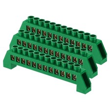 3 Pcs Terminal Ground Bar, 12 Positions Terminal Bus Bar, 8x16mm, Green