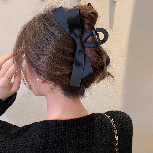 Bow Hair Accessories: Jaw Clips, Barrettes, Big Hair Bows & Ribbon black&cream - Picture 4 of 6