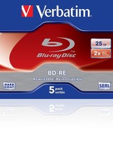 VERBATIM Blu-Ray BD-RE SL 25GB 2x 5er JewelCase BD-RE-Spezifikation kompatibel