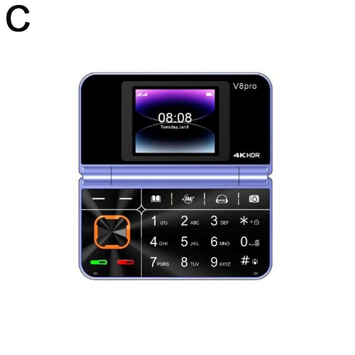 Dual Screen Folding Mobile Phone Flip Cell Large Button Flashlight V8 Pro Sim - Picture 55 of 60