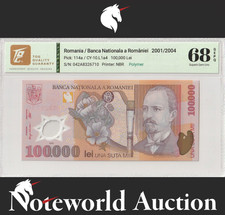 Romania 100000 Lei 2001/2004 P 114a Polymer UNC TQG 68 GEPQ WITH HARD CASE NR