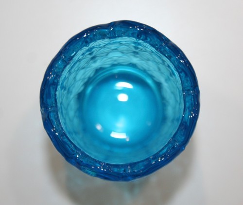 Vintage Le Smith Teal Blue Daisy & Button Scalloped Edge Toothpick Holder 2 3/8” - Picture 6 of 8