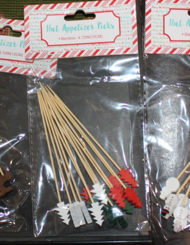 16 Ct 4.7" Bamboo Festive Christmas Winter Appetizers Picks, 6 designs to choose - Picture 13 of 14