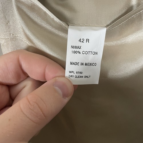 Nautica Blazer Jacket Mens 42R Beige Solid Cotton Two Buttons - Picture 13 of 13