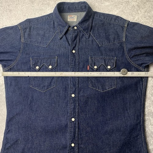 Vintage Levis Sawtooth Big E Pearl Snap Denim Shirt Mens Size L Western 1950s - Picture 13 of 23