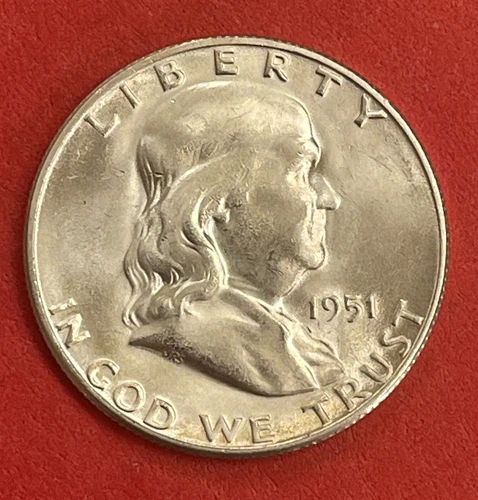 1951 S Franklin Silver Half Dollar, Choice/Gem Uncirculated.