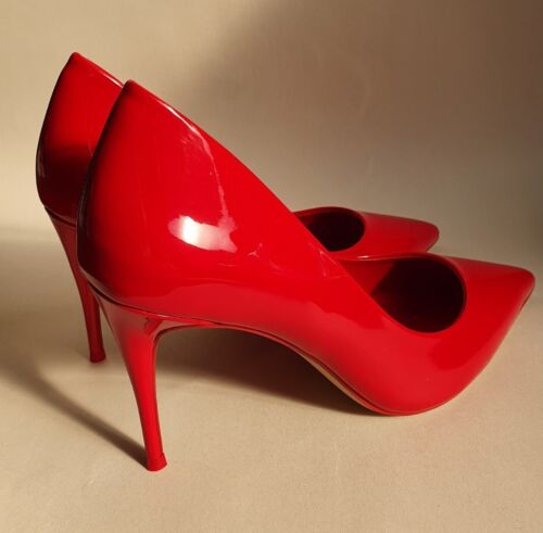 Aldo UK 7 Occasion Red Patent Faux Leather Stiletto Pointed Toe Court Shoes - Picture 7 of 17
