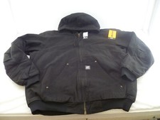 NEW Men's Berne Heartland Washed Duck Hooded Work Jacket-XL Tall, Black-HJ375BK