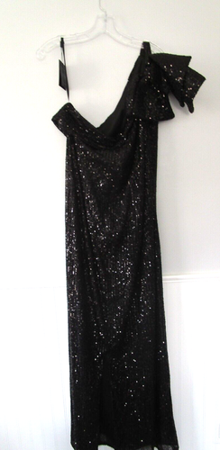 Leena for Mac Dougal Black Sequin Dress Plus Size 18 Off One Shoulder 11283 NEW - Picture 7 of 20