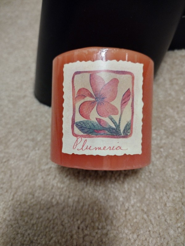 Bath And Body Works /White Barn Plumeria Candle 3"x3" Pillar Vintage  Sealed