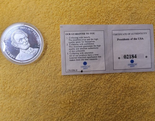 American Mint Presidents Of The USA Abraham 1998 20g 999 Fine Silver 2184/9999!! - Picture 1 of 4