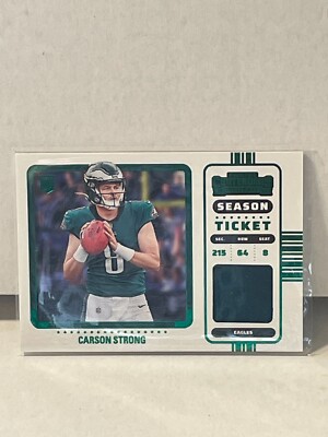 2022 Contenders Carson Strong Eagles Rookie Ticket RC Patch Variation Green