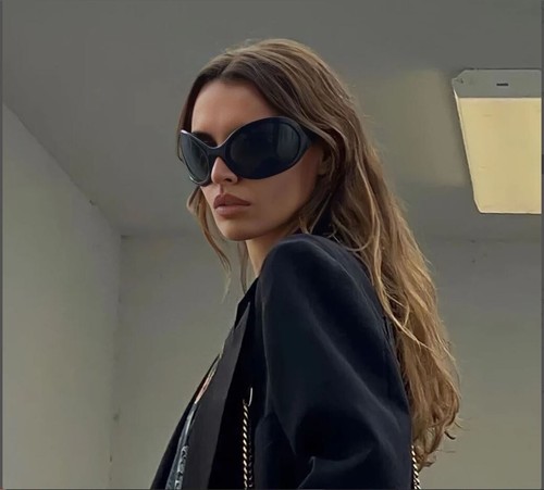 Oversized Sunglasses Blue Yellow Red Purple Lens Black Frame Wrap Around Outdoor - Picture 13 of 58