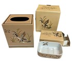 Vtg Andre Richard Japan Wild Geese Bathroom Decor 2 Piece Set Soap Tissue NEW