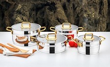 Evimsaray Safir Collection Set di Pentole in Acciaio Inox 8 Pezzi