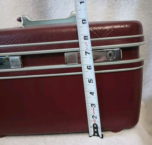 Vintage Samsonite Sentry Train Burgundy Cosmetic Travel Hard Luggage Grannycore - Picture 6 of 23