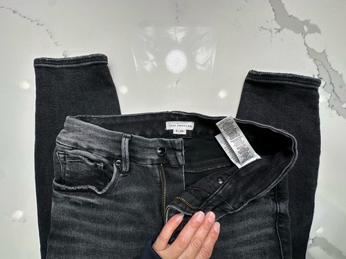 Good American Jeans donna 6/28 nero gambe skinny denim invecchiato  - Foto 2 di 5