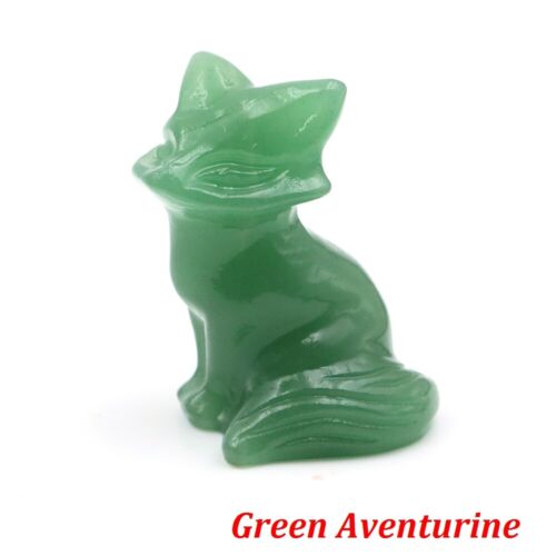 40mm Natural Stone Fox Statue Healing Crystal Animal Figurine Crafts Home Decor - Picture 18 of 37