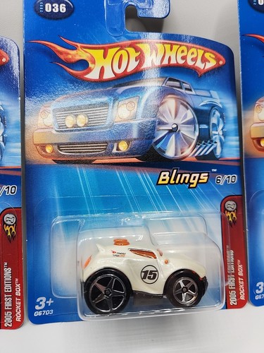 🔥 🛞Hot Wheels 2005 First Editions Rocket Box Blings 4 Var Flat white w/PR5 - Picture 4 of 11