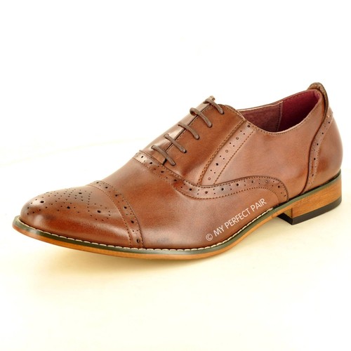 Neu Herren Brogues formelle Schnürung Büroschuhe Leder gefütterte Zehenpartie Kappe UK Größe 7-12 - Bild 34 von 34