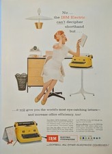 1957 vintage IBM electric typewriter print ad, Bright Yellow  thumbnail