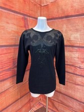 Vintage Outlander Black Sequin Sweater Top sz Small TCA