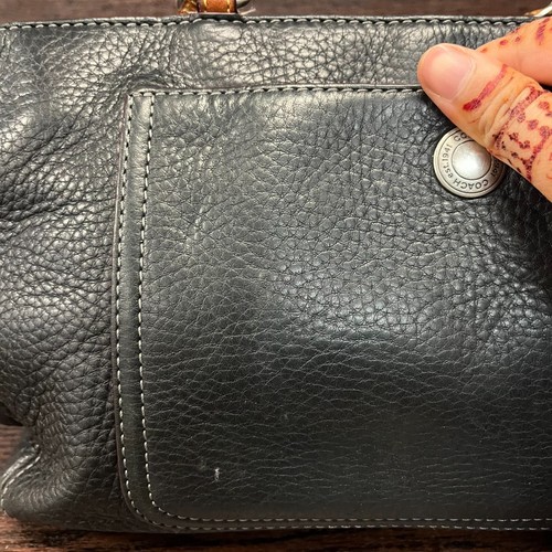 Vintage Coach Chelsea Womens Handbag Black Pebbled Leather Pockets Shoulder Bag - Picture 9 of 15
