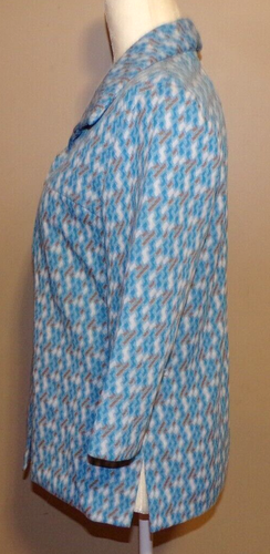 Vintage 70er Jahre Spitzkragen Tunika Top Polyester Strick Hippie Bluse Geometrisch Shirt - Bild 6 von 7