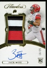 2020 Zack Moss Auto Patch Rookie Card - Panini Flawless #136  /25 Bills