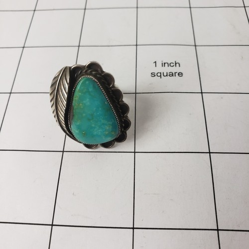 Native American NA Ring Sz 6.75 Natural Turquoise .925 Sterling Navajo Design - Picture 5 of 9