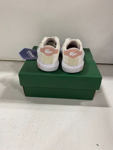 Toddler girl's Lacoste powercourt white pink gator sneakers shoes - Picture 4 of 5