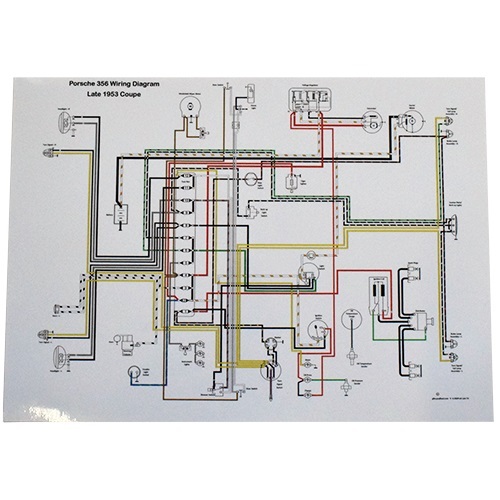 full color wiring diagram porsche late 1953 356 pre a volt reg on Firing Order Diagram Porsche 356 full color wiring diagram porsche late 1953 356 pre a volt reg on bulkhead ebay