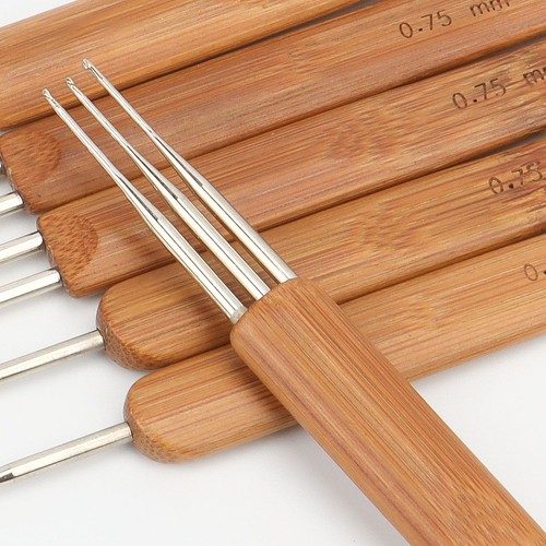 10PCS DIY Crochet Needle Hook Bamboo Handle Dread Knit Hair Making Braiding Tool - Picture 9 of 11