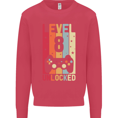 8th Birthday 8 Year Old Level Up Gamming Kids Sweatshirt Jumper - Picture 43 of 82