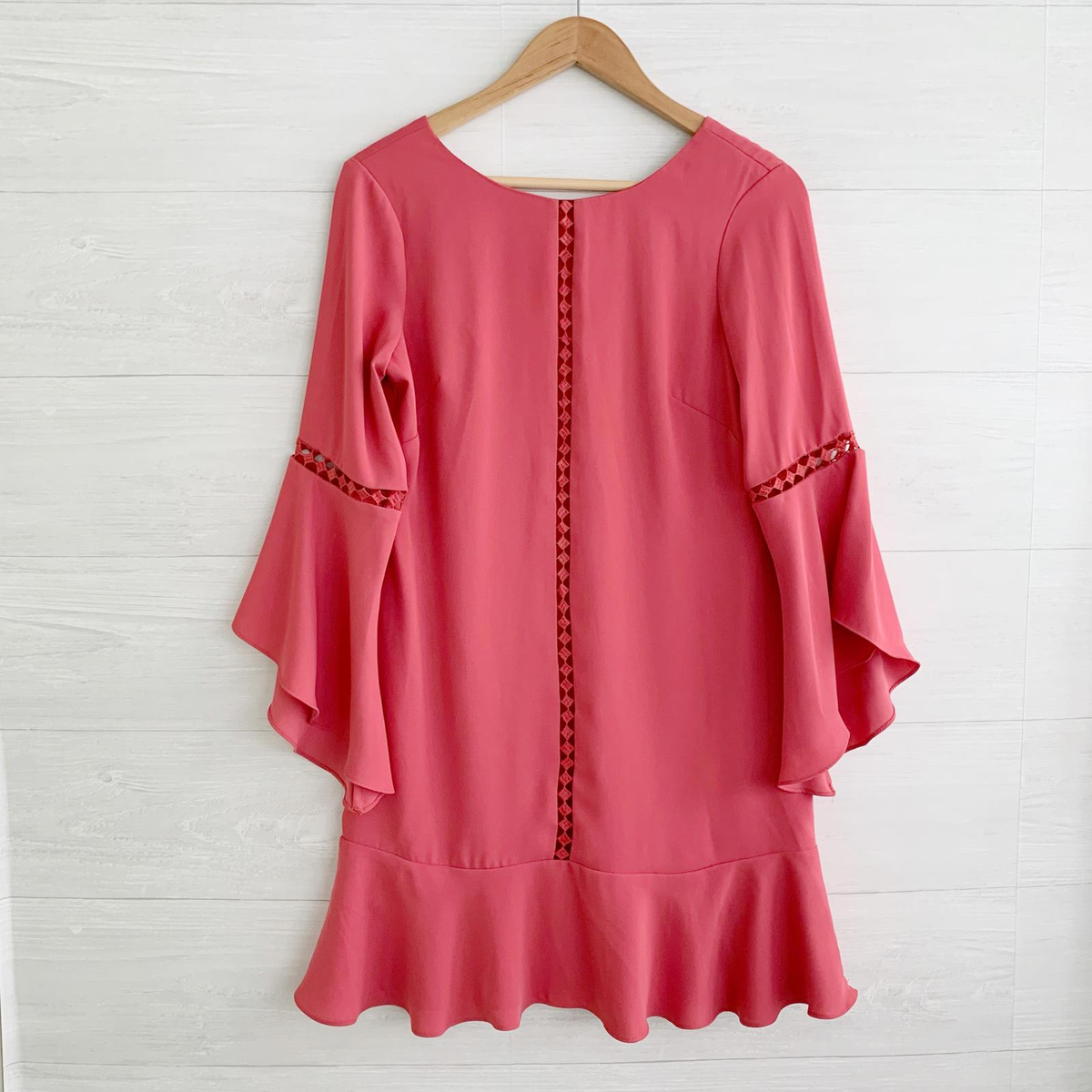 peplum shift dress POG BLACK FLORAL GUIPURE LONGSLEEVES TRIPLE PEPLUM SHIFT DRESS