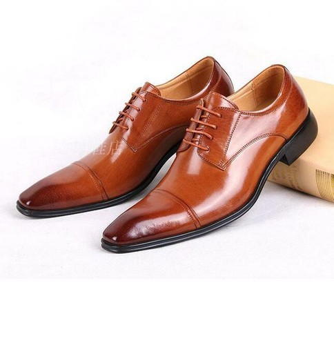 Herren Echtleder Elegant Formell Business Hochzeit Oxford-Schuhe Leger Spitz zulaufend Schuhe - Bild 7 von 12