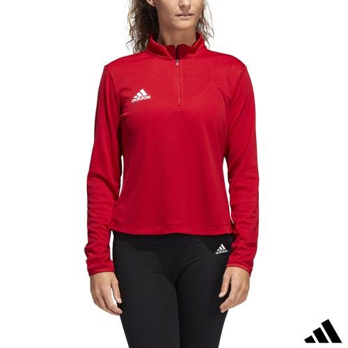 adidas Women Long Sleeve 1/4 Zip Running Top Red Large Retail $65 New in Package - Picture 3 of 6