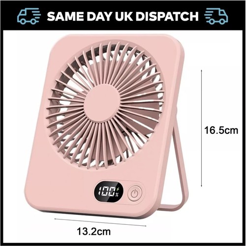 Portable Small Mini FAN Rechargeable Desk Fan Quiet 5 Speed Table Cooling Fan UK - Bild 3 von 24