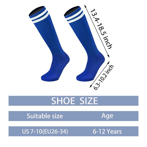 6 Pairs Kids Youth Soccer Socks Solid Striped Knee High Tube Football Sports ... - Picture 2 of 7