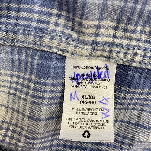 Upcycled Flannel Shirt Womens 1X Christian Religious Shacket Art Blue Cottage - Picture 8 of 19