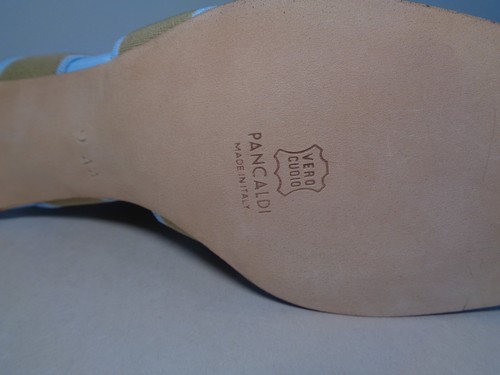 Pancaldi Size 9 AA Narrow FR211 Blue Linen Heeled Sandals New Women's Shoes - Picture 14 of 16